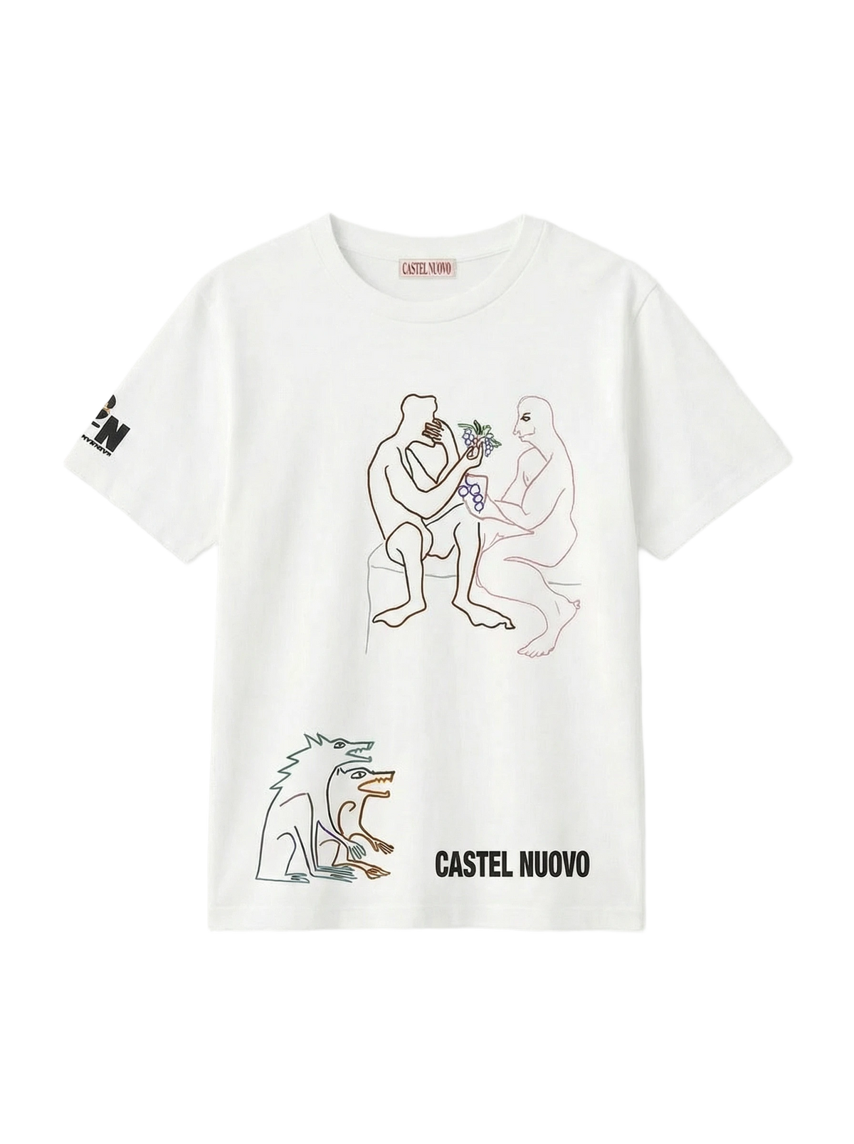 Totem Tee in white, men's cut, flat lay