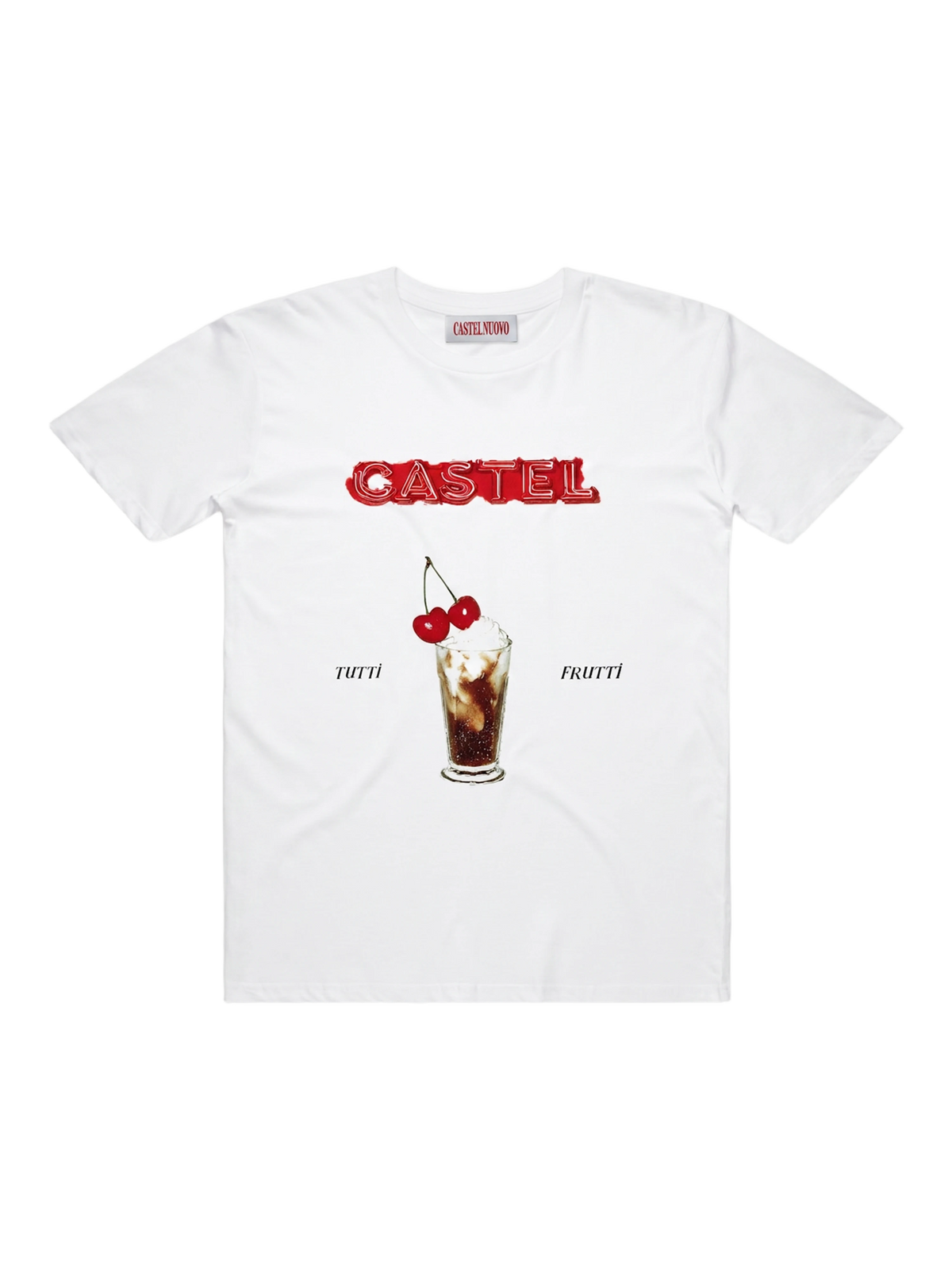 Tutti Frutti Tee in white, men's cut, flat lay