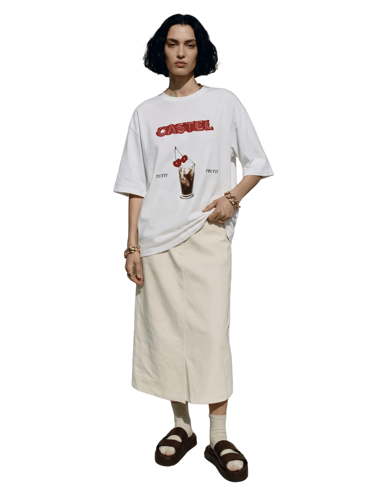 Tutti Frutti Tee in white, women's cut