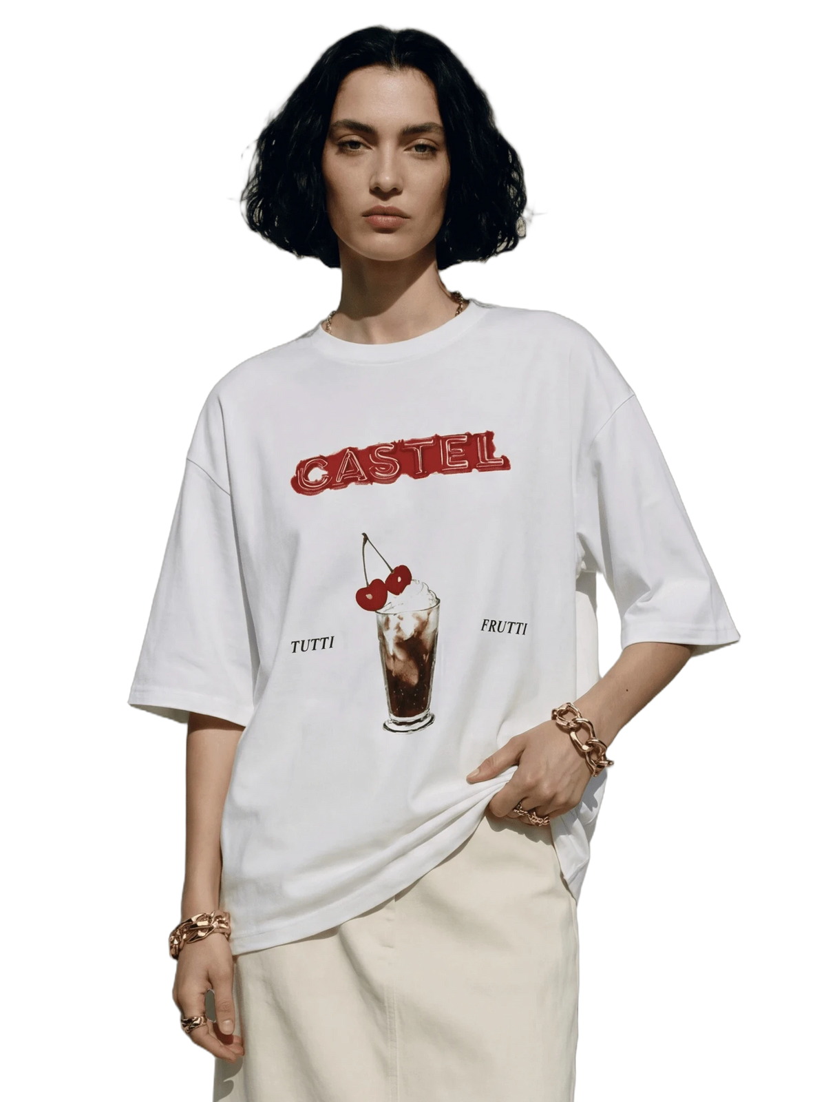 Tutti Frutti Tee in white, women's cut