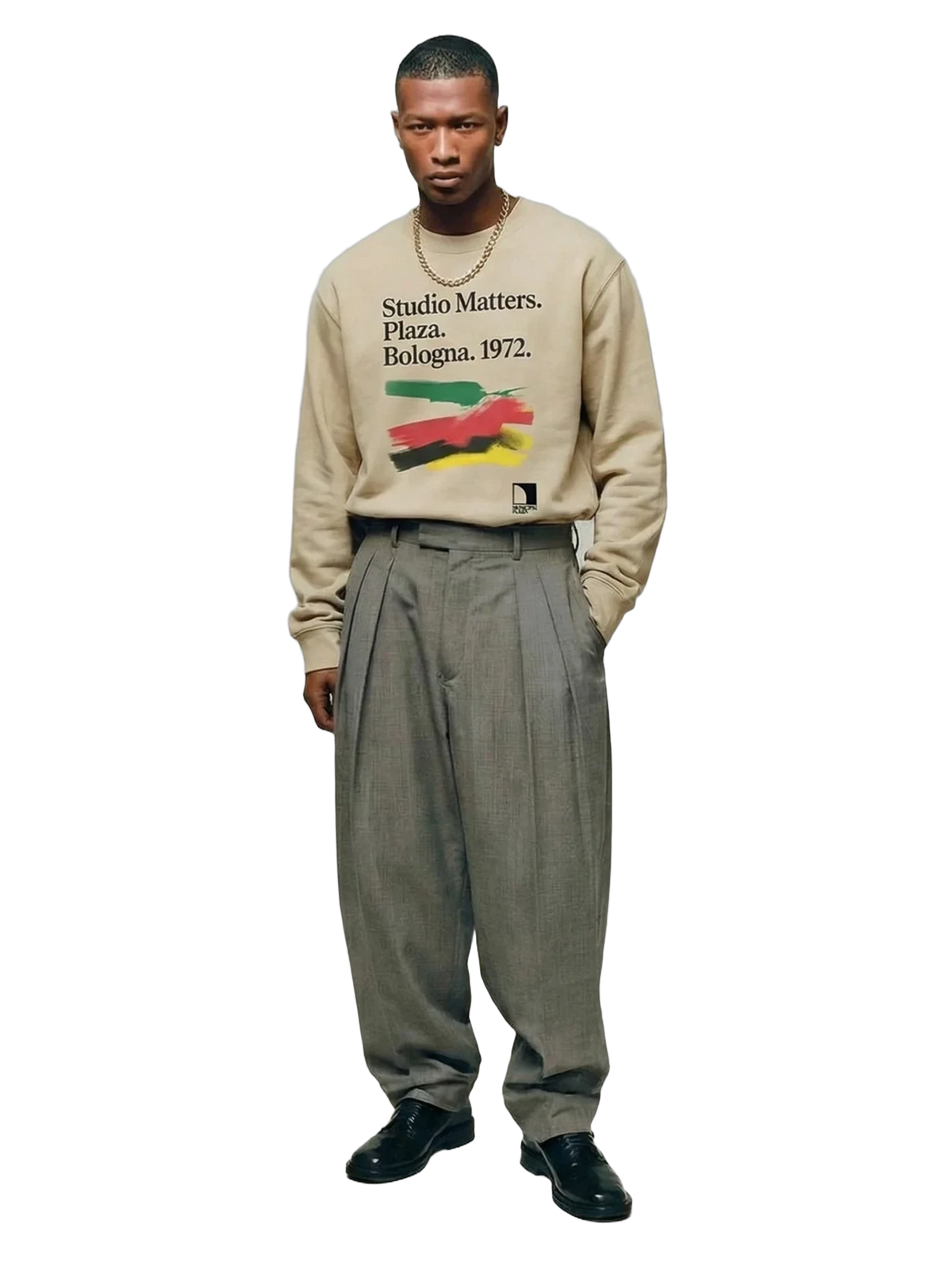Bologna 1972 Crewneck in sand, men's cut