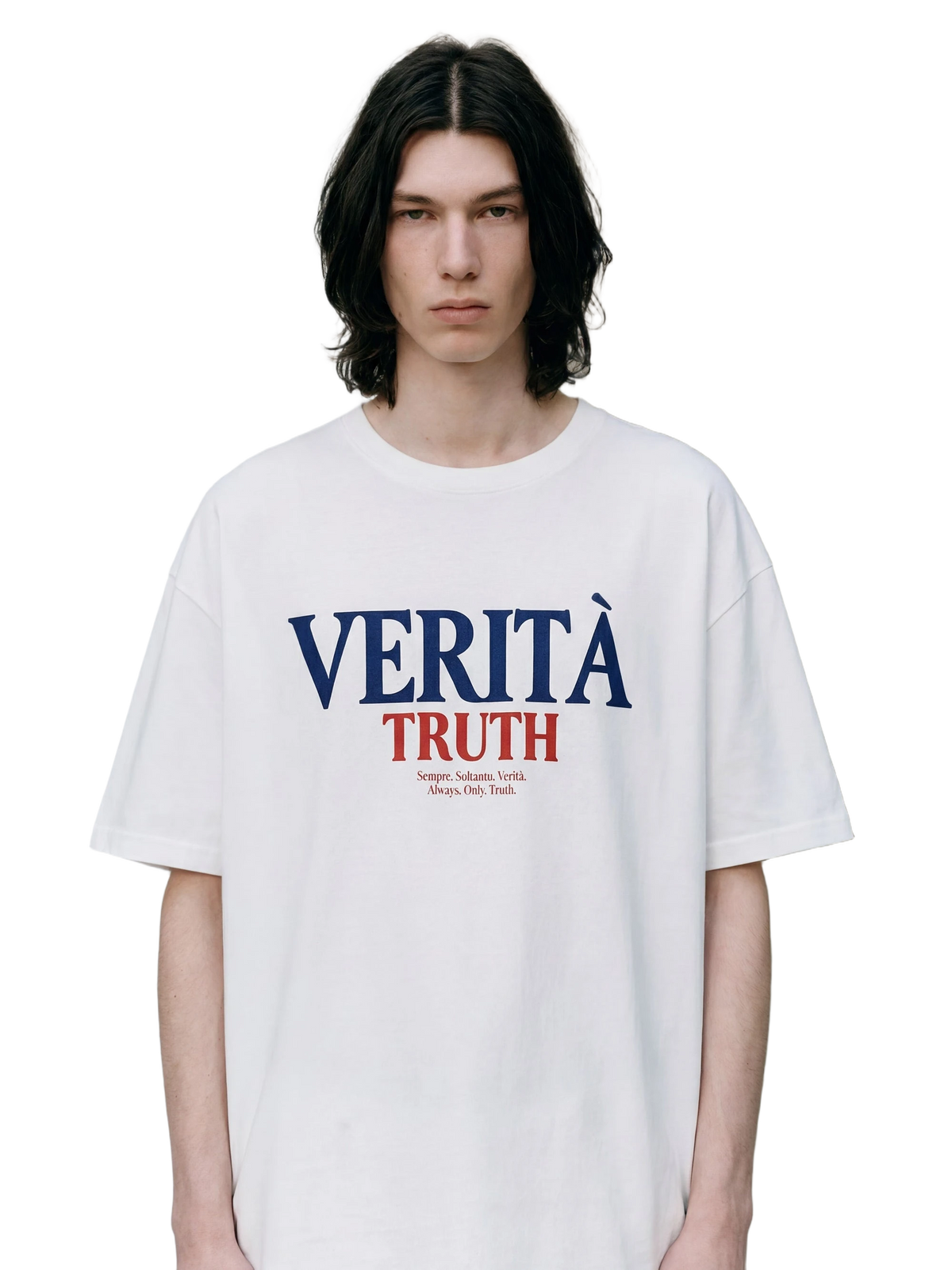 Verita Tee in white, men's cut