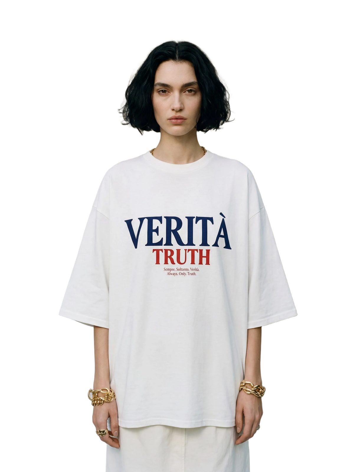 Verita Tee in white, women's cut