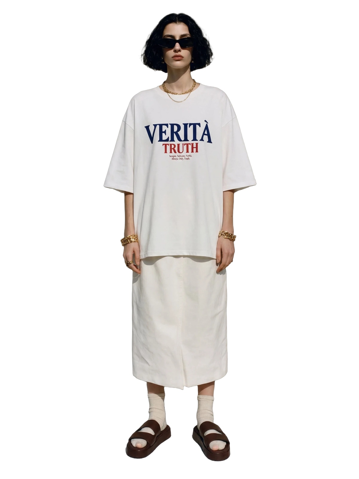 Verita Tee in white, women's cut