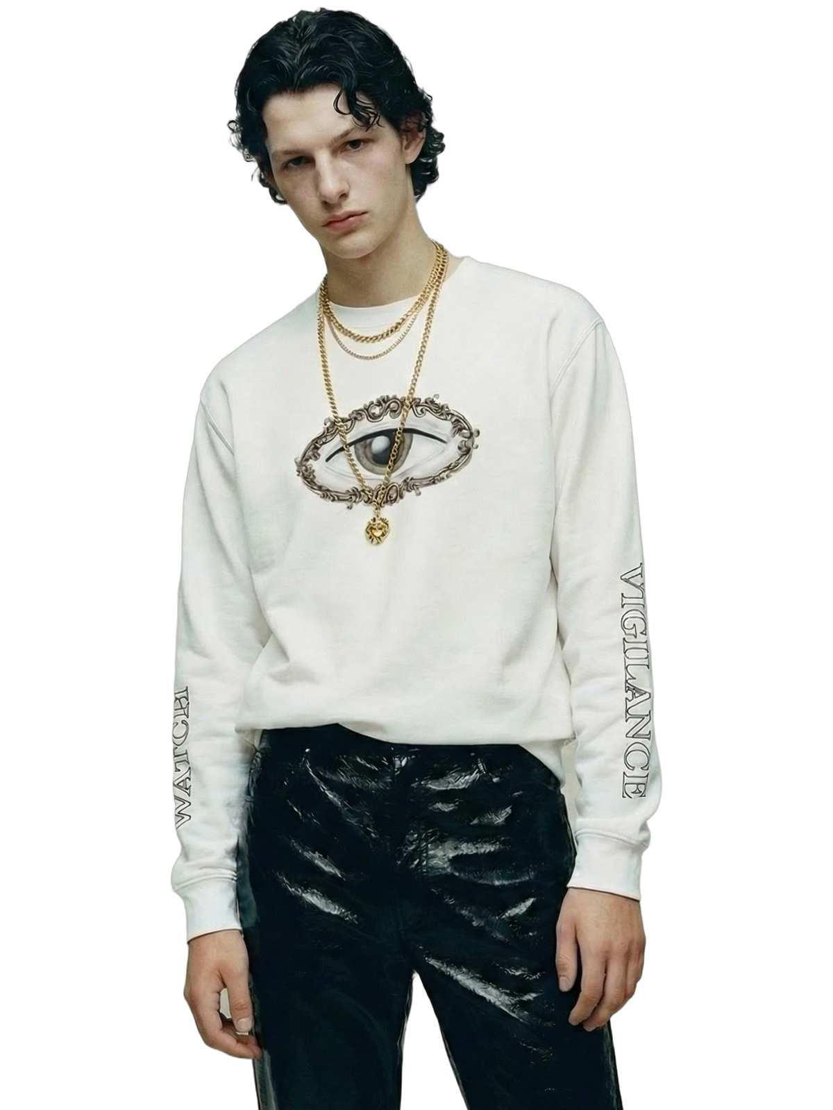 Vigilans Crewneck in white, men's cut