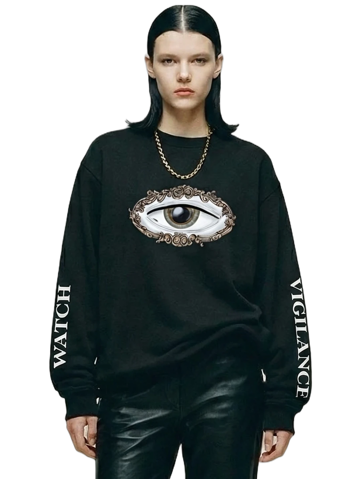 Vigilans Crewneck in black, women's cut