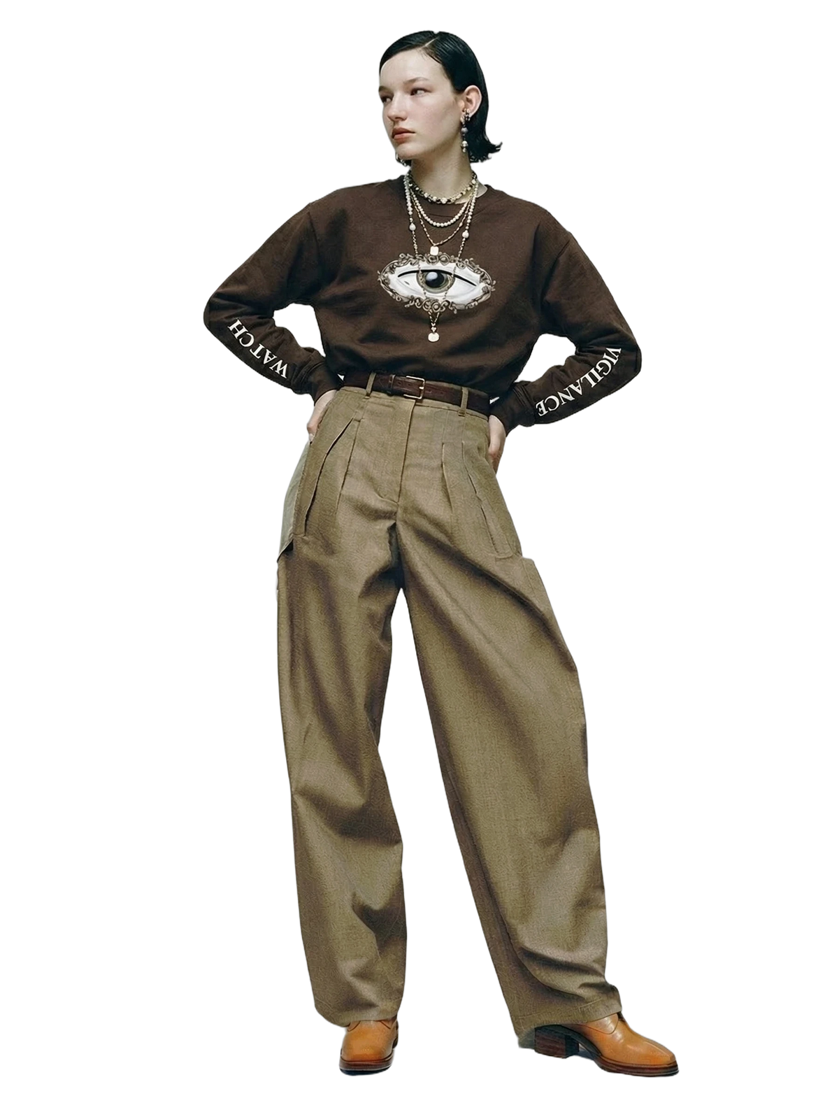 Vigilans Crewneck in brown, women's cut