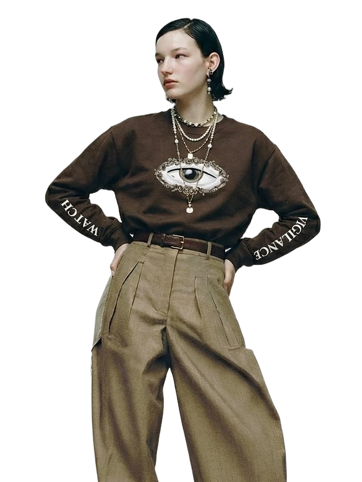 Vigilans Crewneck in brown, women's cut