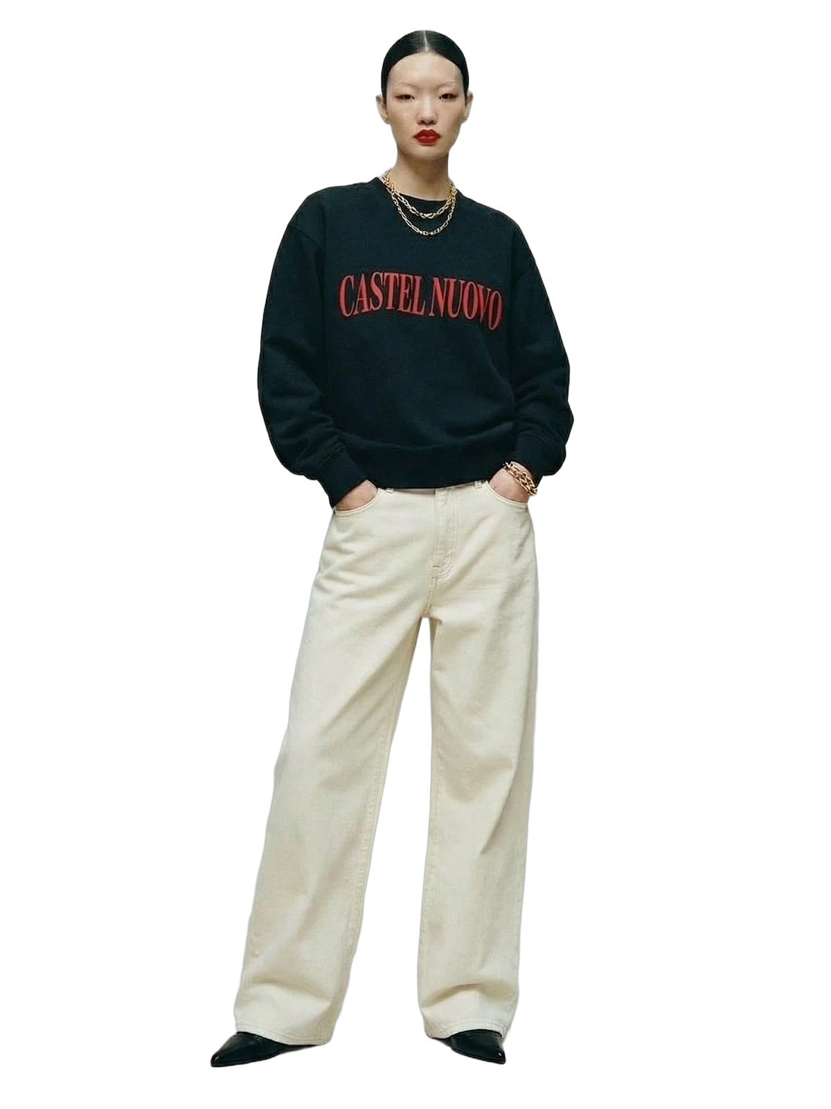 Widescreen Logo Crewneck in black, women's cut