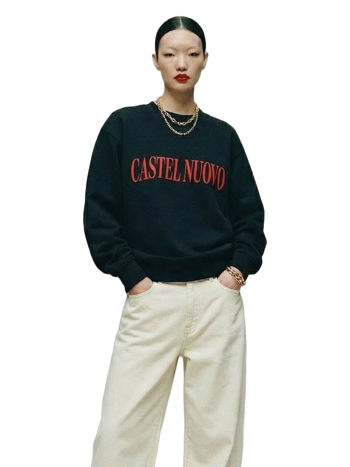 Widescreen Logo Crewneck in black, women's cut