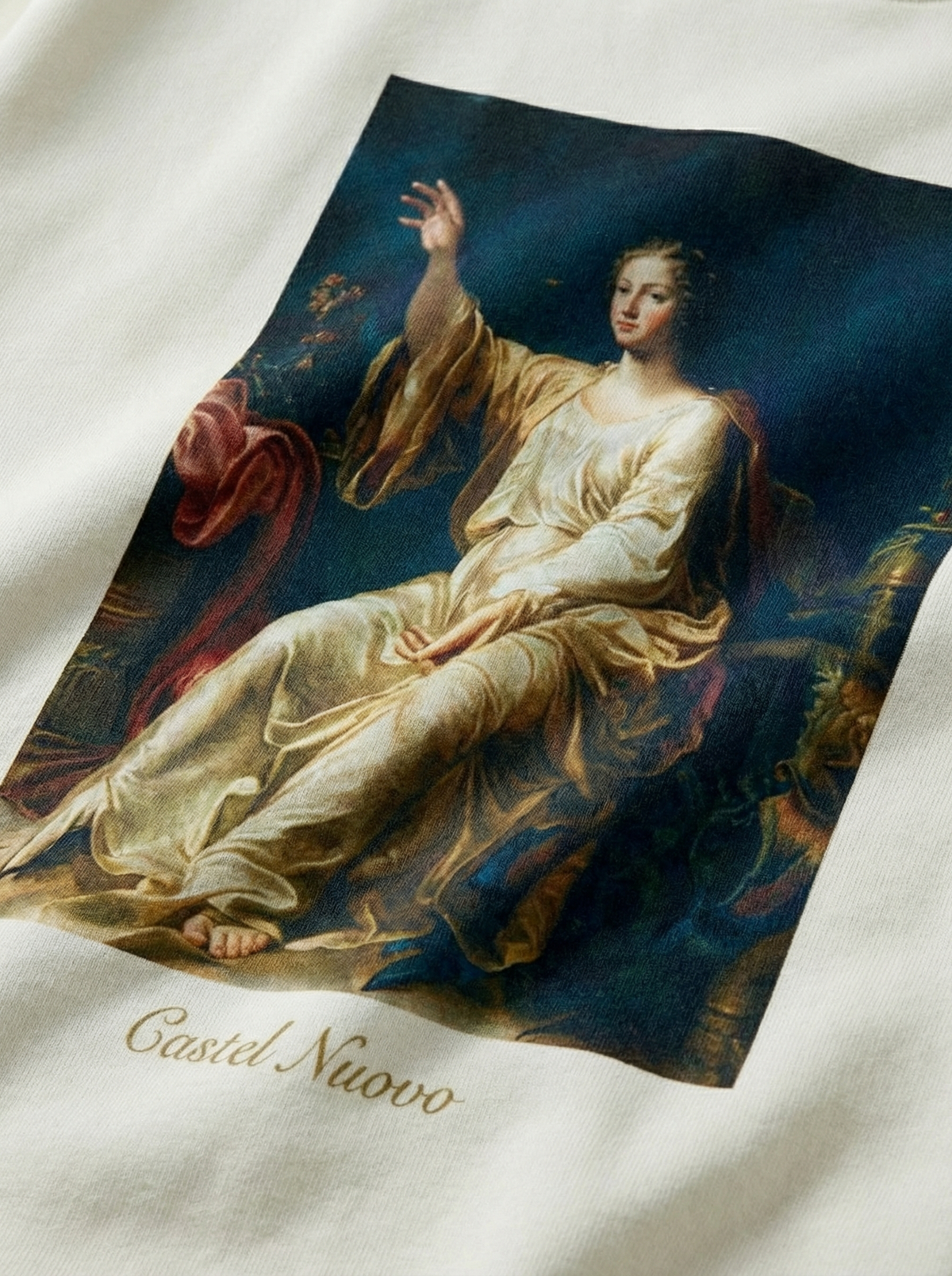 Manus Dei Crewneck in white, print detail