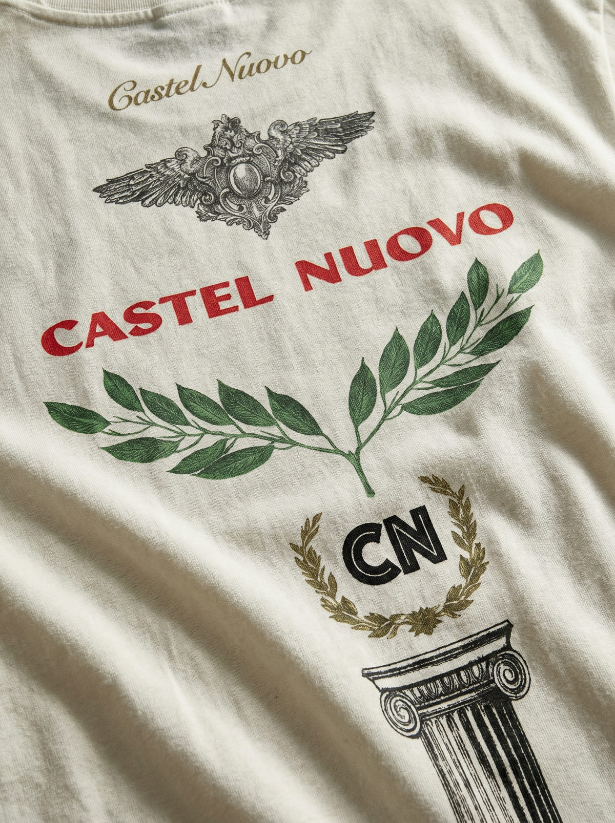 Insignia Tee in white, print detail